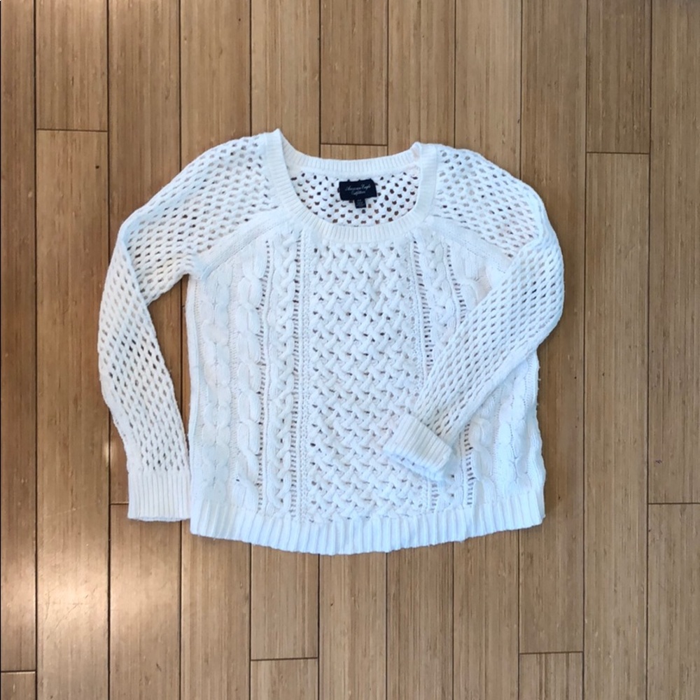 American eagle white cable knit sweater